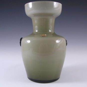 Scandinavian / Swedish Smaland Green Glass Vase - Labelled