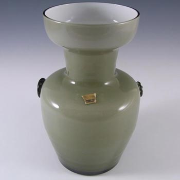 Scandinavian / Swedish Småland Green Glass Vase - Labelled