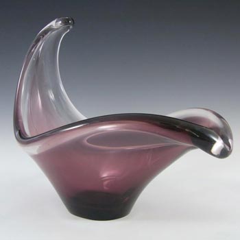 Scandinavian Style Purple Cased Glass Sculpture Bowl