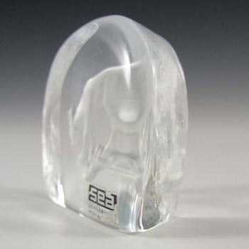 Sea Glasbruk Glass Paperweight Fawn Sculpture - Label