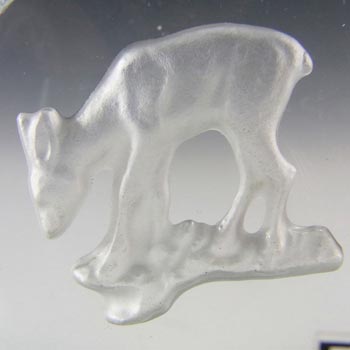 Sea Glasbruk Glass Paperweight Fawn Sculpture - Label