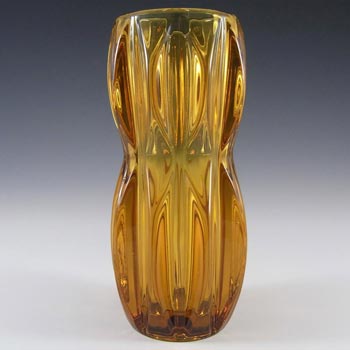 Rosice Sklo Union 8\" Amber Glass Vase by Jan Schmid #1032
