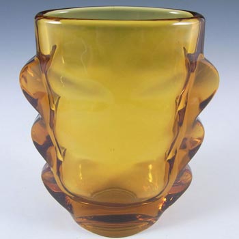 Sklo Union 1970s Rosice Amber Glass Vase - Pattern 1272