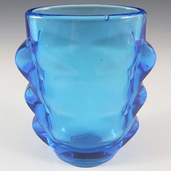 Sklo Union 1970s Rosice Blue Glass Vase - Pattern 1272