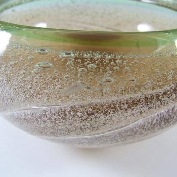Skrdlovice #8318 Czech Amber & Green Glass Bowl by Ladislav Palecek