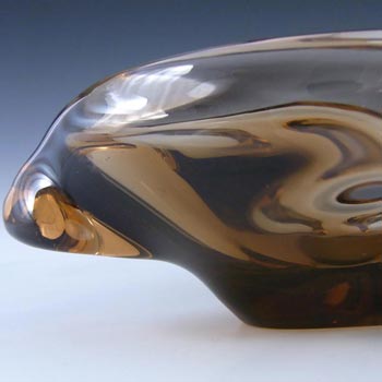Skrdlovice Czech Smoky Brown Glass Sculpture Bowl