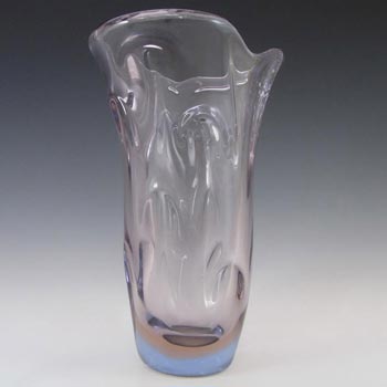 Skrdlovice #5630 Czech Pink & Blue Glass Vase by Jindrich Beránek