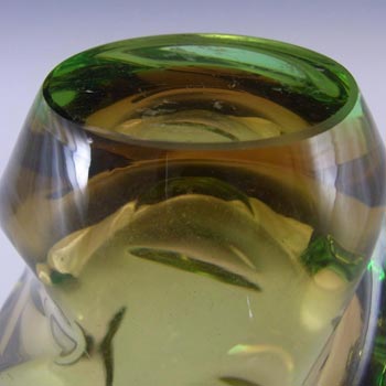 Skrdlovice #5530 Czech Amber & Green Glass Vase by Frantisek Zemek