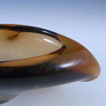 Skrdlovice #59106 Czech Brown Glass Sculpture Bowl by Jan Beránek