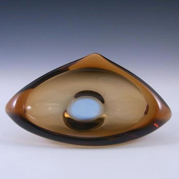 Skrdlovice #59106 Czech Brown Glass Sculpture Bowl by Jan Beránek
