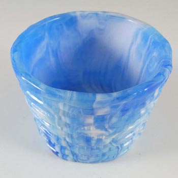 Antique Victorian 1890s Blue Malachite/Slag Glass Bowl