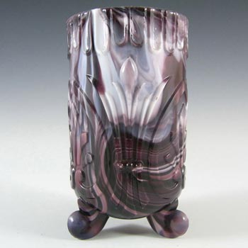 Victorian 1890\'s Malachite/Slag Purple Glass Spill Vase