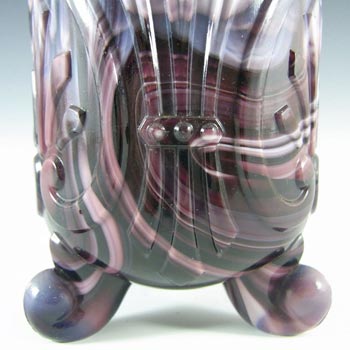 Victorian 1890's Malachite/Slag Purple Glass Spill Vase