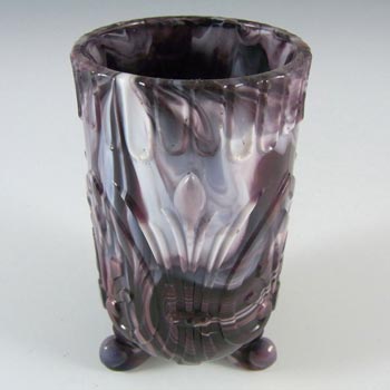 Victorian 1890's Malachite/Slag Purple Glass Spill Vase