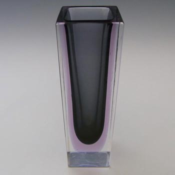 Murano Faceted Neodymium Sommerso Glass Block Vase