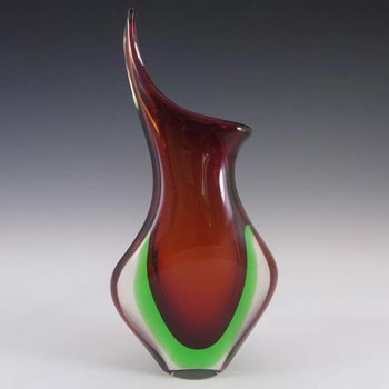 Murano/Venetian Red & Green Sommerso Glass Vase