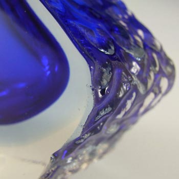 Murano Faceted, Textured Blue Sommerso Glass Vase