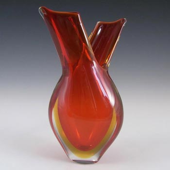 (image for) Murano/Venetian Red & Amber Sommerso Glass Vase