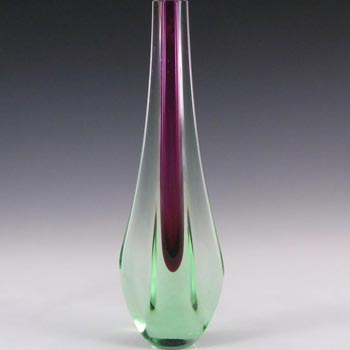 Galliano Ferro Murano Sommerso Purple & Green Glass Stem Vase