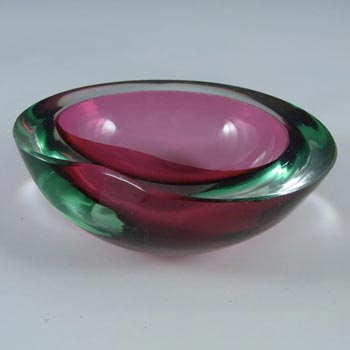 Murano Geode Pink & Blue Sommerso Glass Kidney Bowl