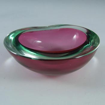 Murano Geode Pink & Blue Sommerso Glass Kidney Bowl