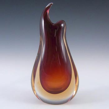 Murano/Venetian Red & Peach Sommerso Glass Vase