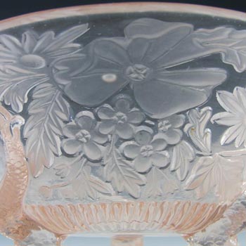 Sowerby #1544 Art Deco 1930's Pink Glass 'Dolphin' Bowl