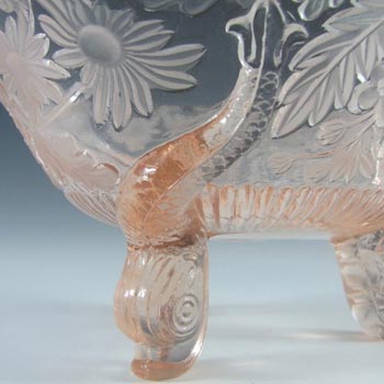 Sowerby #1544 Art Deco 1930's Pink Glass 'Dolphin' Bowl