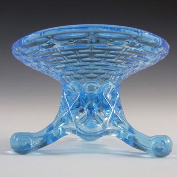 Sowerby 1890s Victorian Blue Glass Footed Bowl - Marked