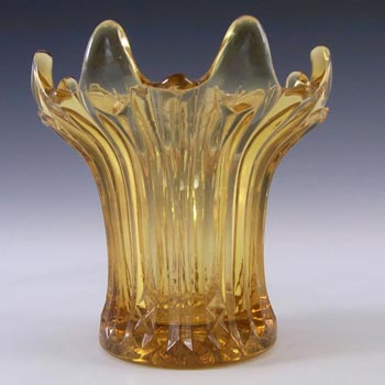 Sowerby #2505 Art Deco 1930\'s Amber Glass Lily Posy Vase