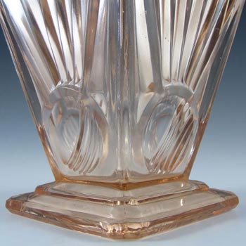 Sowerby Art Deco Pink Glass "Sunburst/Sunray" Vase - Marked