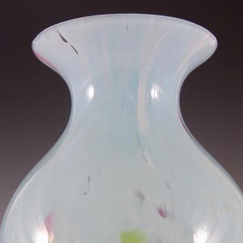 Czech 1930's Blue + Black Spatter/Splatter Glass Vase