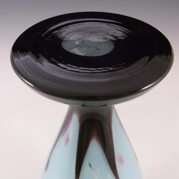 Czech 1930's Blue + Black Spatter/Splatter Glass Vase