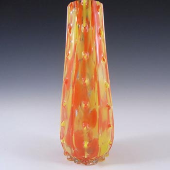 Czech 1930\'s Red & Yellow Spatter Glass Vase