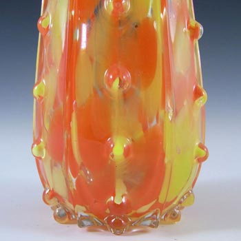 Czech 1930's Red & Yellow Spatter Glass Vase