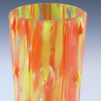 Czech 1930's Red & Yellow Spatter Glass Vase