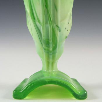 Stölzle Czech Art Deco or Victorian Green Slag Glass Vase