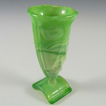 Stölzle Czech Art Deco or Victorian Green Slag Glass Vase