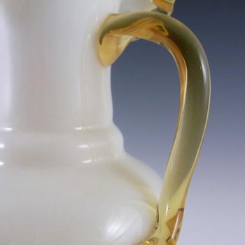 Victorian Uranium Custard Glass Amber & Ivory Flower Vase/Jug