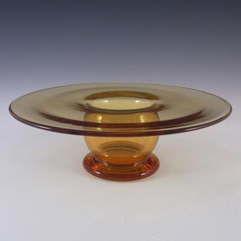 Stuart & Sons Stourbridge Amber Glass Posy Bowl - Marked