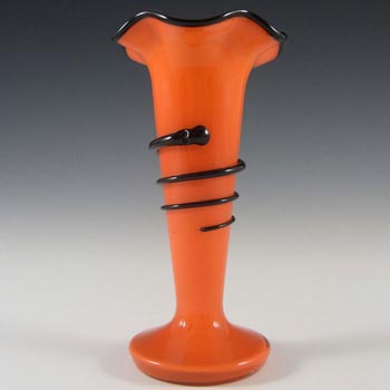 Czech/Bohemian 1930's Red & Black Tango Glass Vase