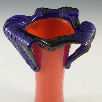Kralik 1930's/40's Czech Red + Blue Glass Tango Vase