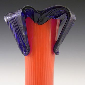 Kralik 1930's/40's Czech Red + Blue Glass Tango Vase