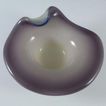 (image for) Fratelli Toso Murano Purple & White Glass Bowl - Label