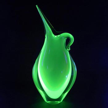 HUGE Murano Purple & Uranium Green Sommerso Glass Vase