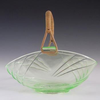 Walther Art Deco Uranium Green Glass Viktoria Basket/Bowl