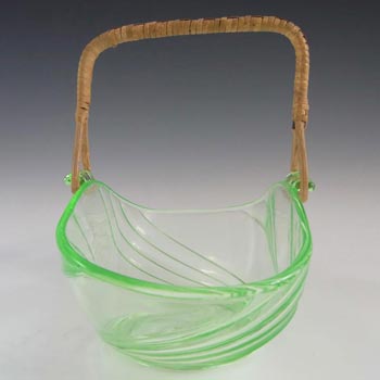Walther Art Deco Uranium Green Glass Viktoria Basket/Bowl