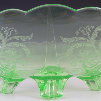 Cambridge Green Art Deco/Depression Glass Bowl - Etched Urn