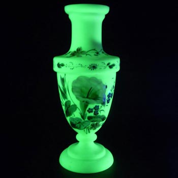 Victorian Bohemian Enamelled Uranium Glass Vase