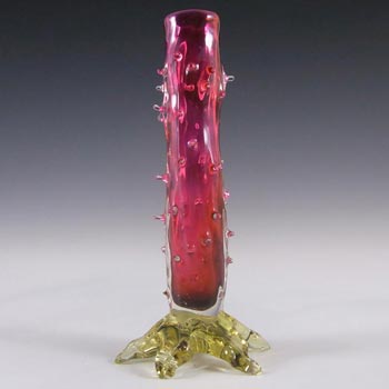 Victorian Cranberry & Vaseline/Uranium Glass Thorn Vase